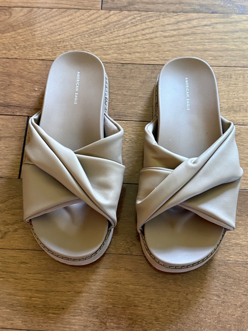 American Eagle Outfitters Women's Tan Knotted Slide Sandals